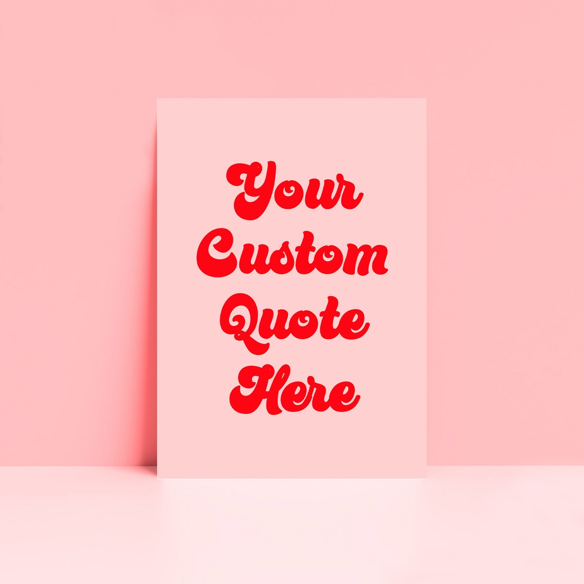 Personalised Custom Quote Retro Red Script Pink Typography Poster - Image 2