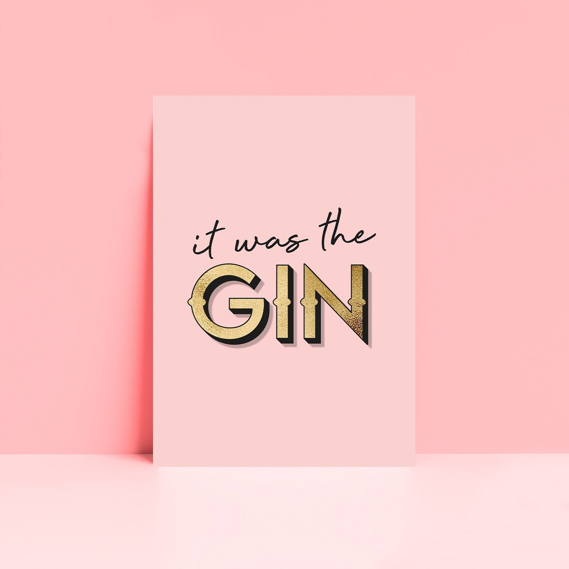 It Was The Gin, Gold-Foil-Effect Kitchen Art Print - Image 2