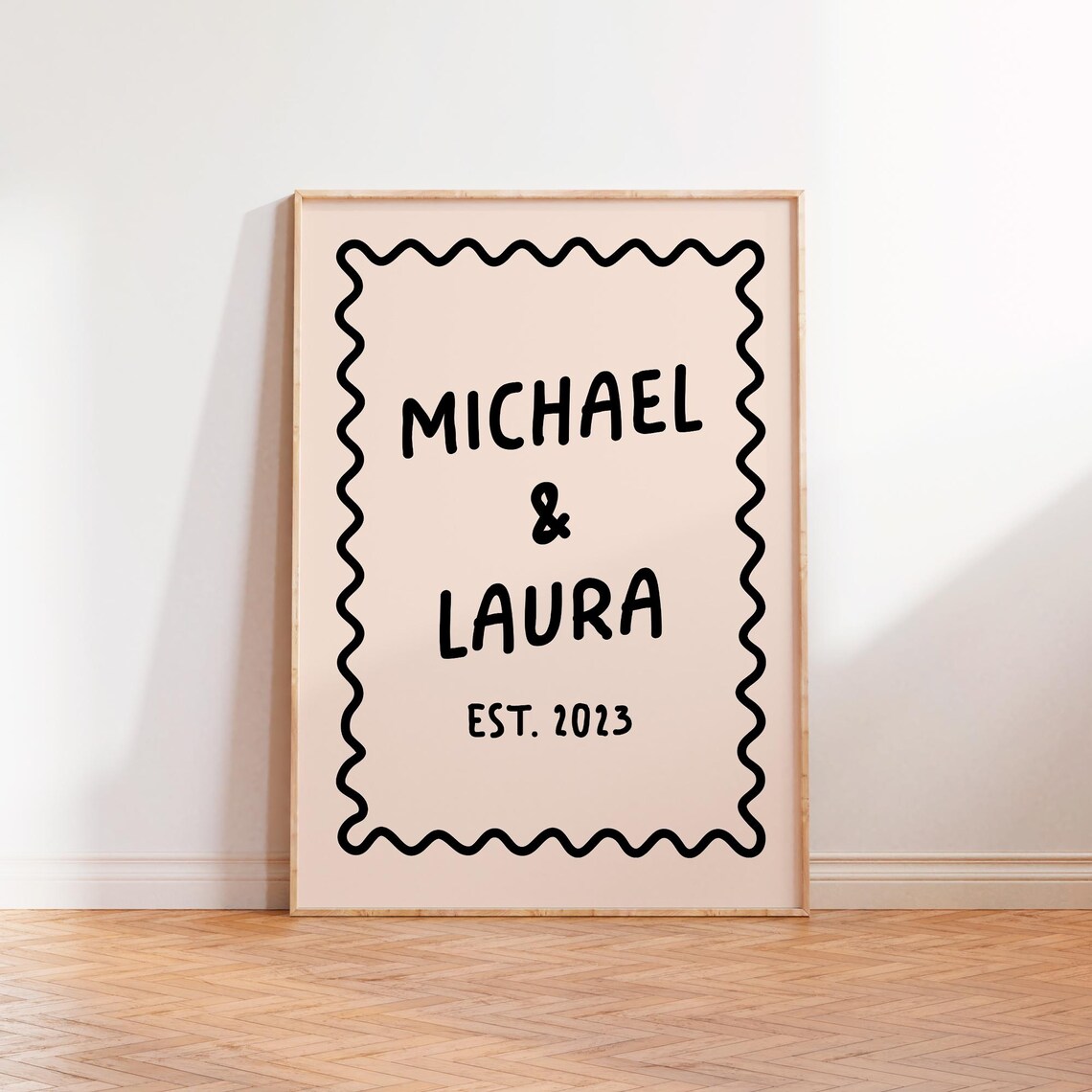 Personalised Couples Name Year Date Poster, Modern Typography - Image 2