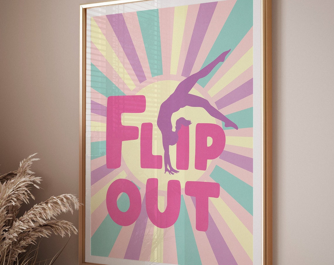 Gymnastic Flip Out Poster Motivational Teen Girl Bedroom Art Printables Funky Wall Art Girls Room Decor - Image 3