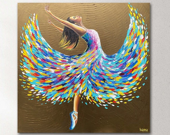 Ballerina Painting Original Ballet Painting Dance Recital Gift Ballet Wall Art Girly Painting Ballet Gift Impasto Painting Ballerina Art