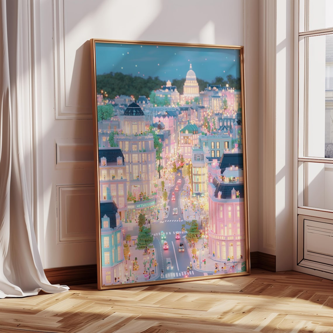 Washington DC Cityscape Print, Pastel Colors