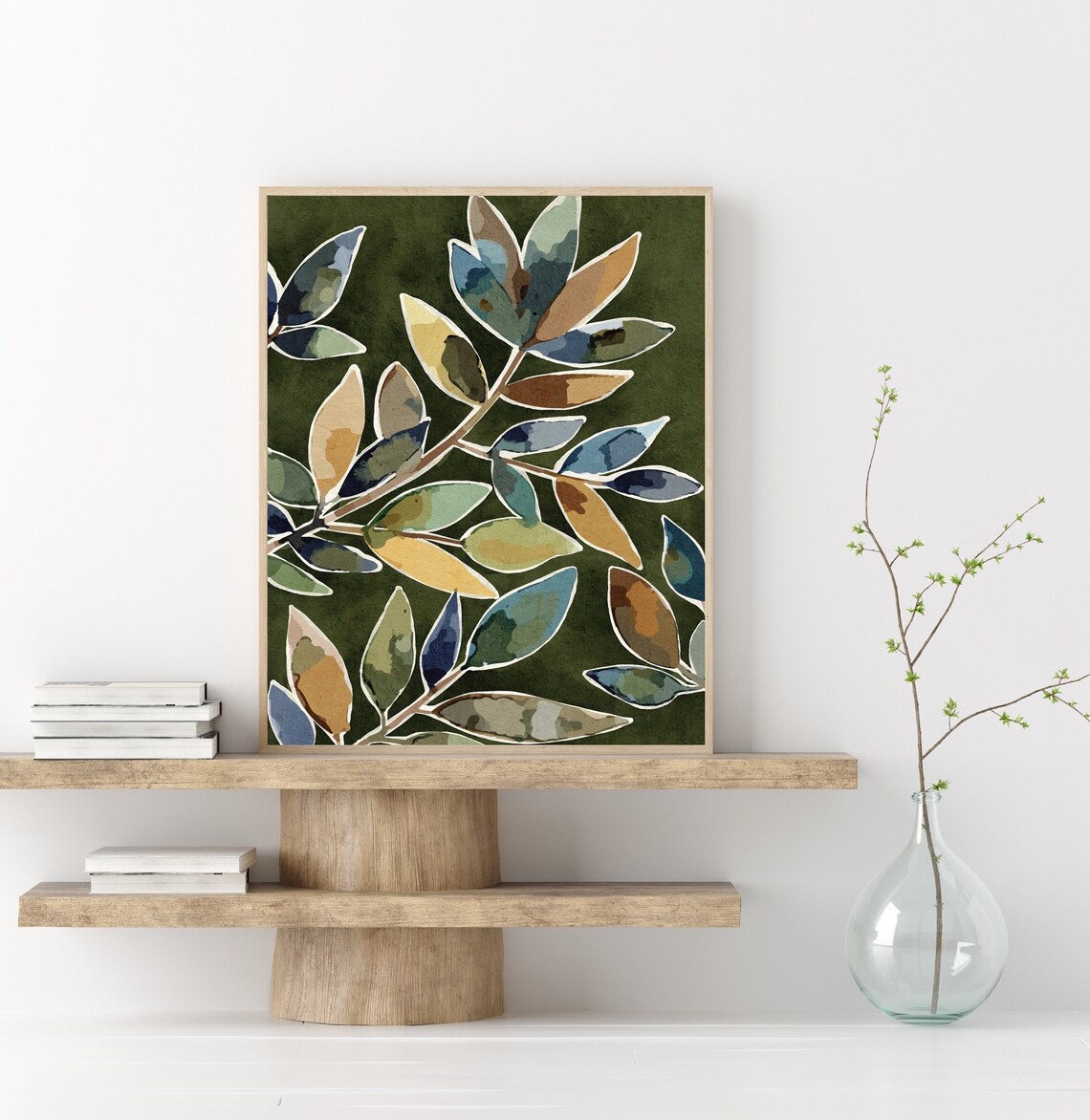 Botanical Leaves Abstract Boho Nature Art Print