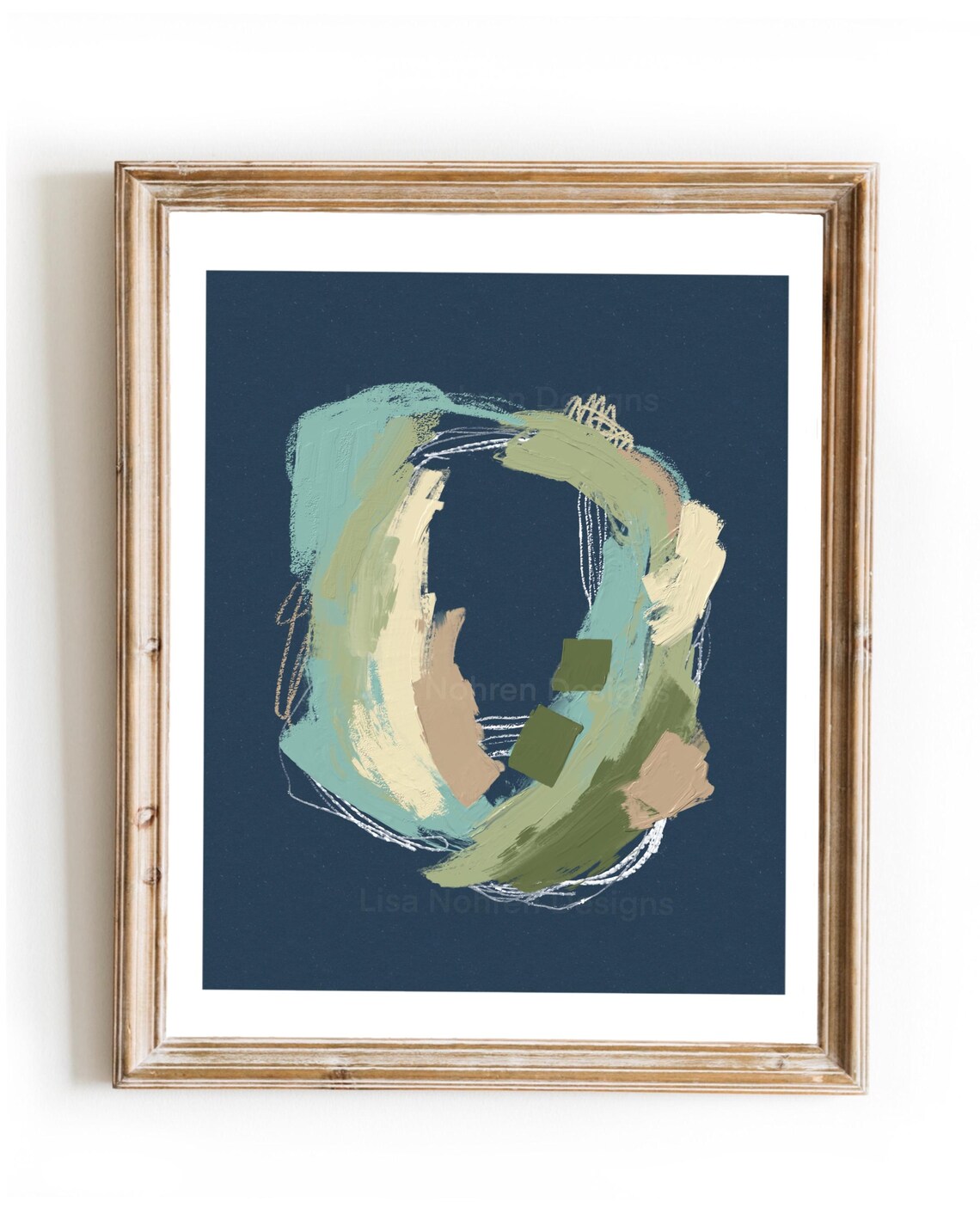 Neutral Blue Green Abstract Composition, Minimalist Art Print