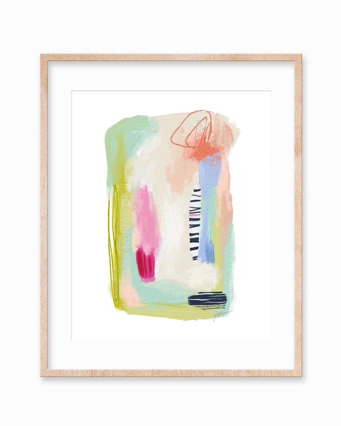 Vibrant Abstract Pastel Painting, Minimalist Art Print