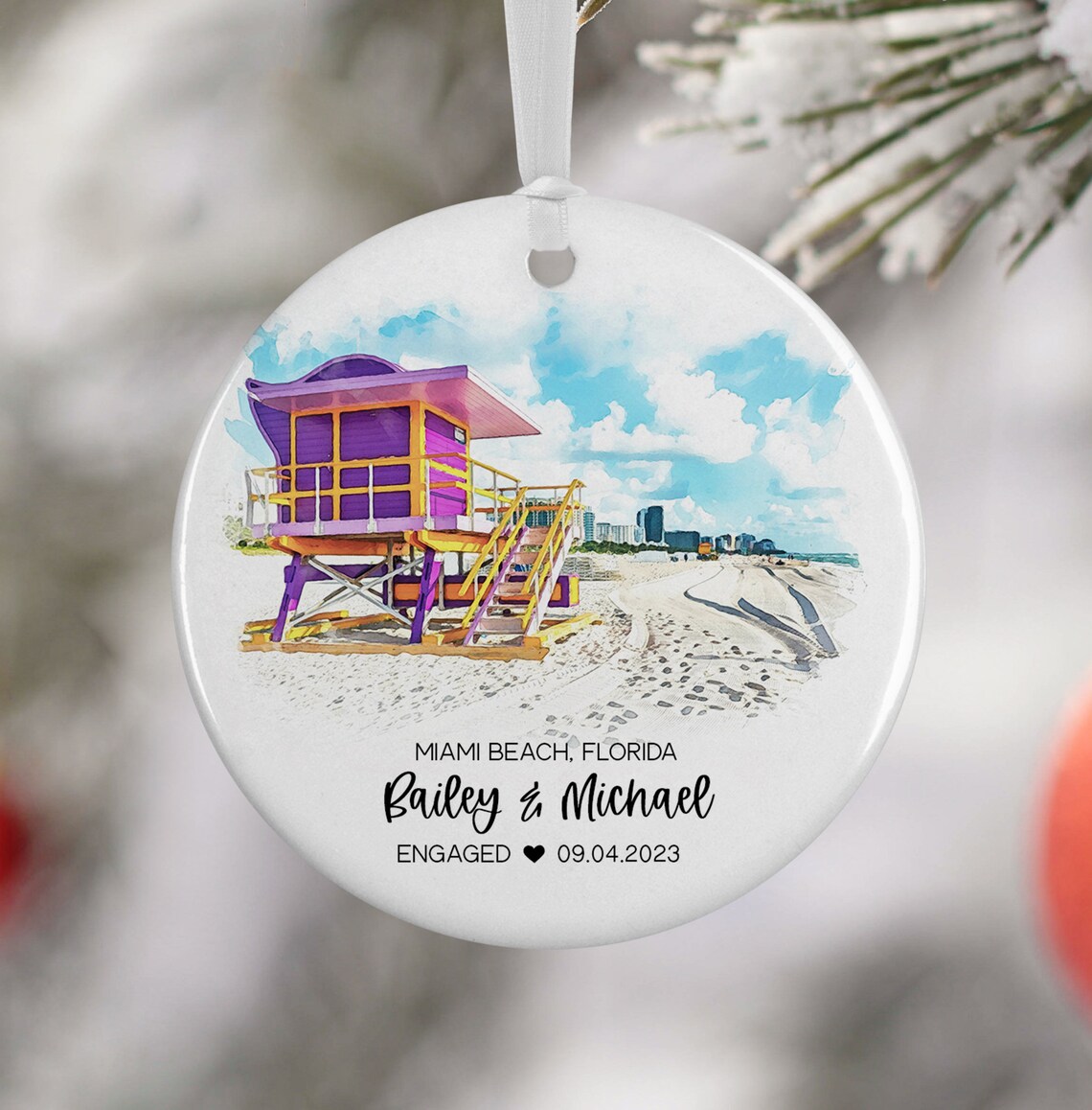 Custom Miami Beach Watercolor Travel Souvenir Art Print