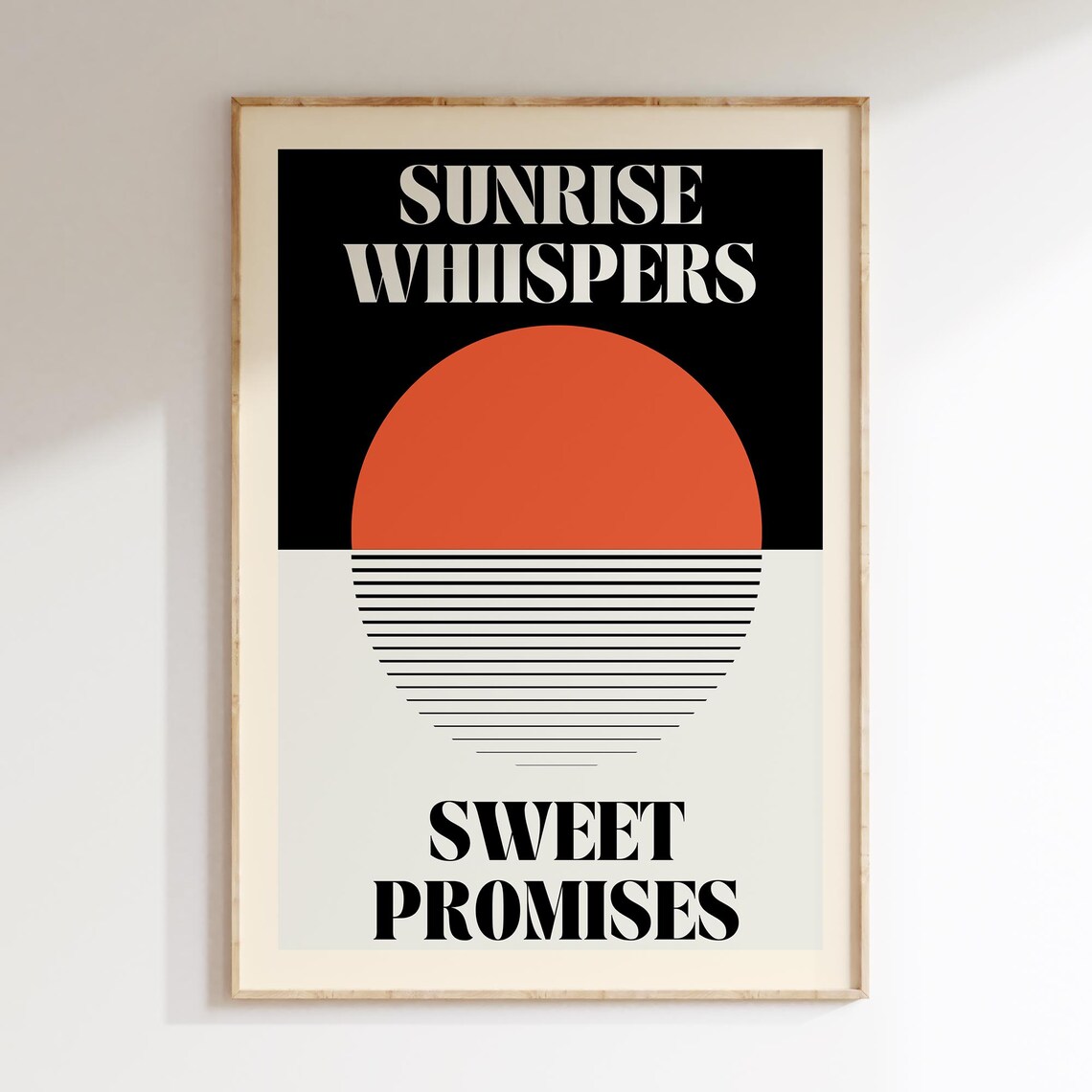 Sunrise Whispers Sweet Promises Retro Orange Sun Minimal Line Art Poster