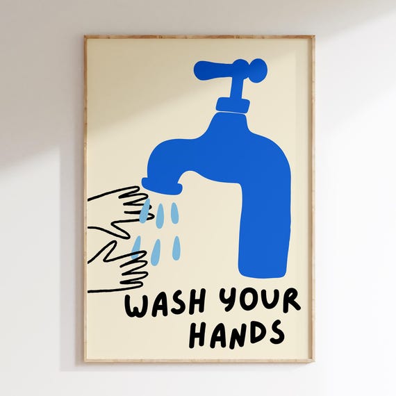 Wash Your Hands Funny Bathroom Wall Art Prints Colorful Decor Humorous Quote Print Set Toilet Signs Bright Restroom
