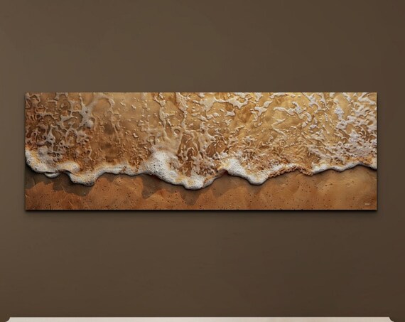 Ocean Wave Foam On Golden Sand Overhead Beach Nature Art Poster