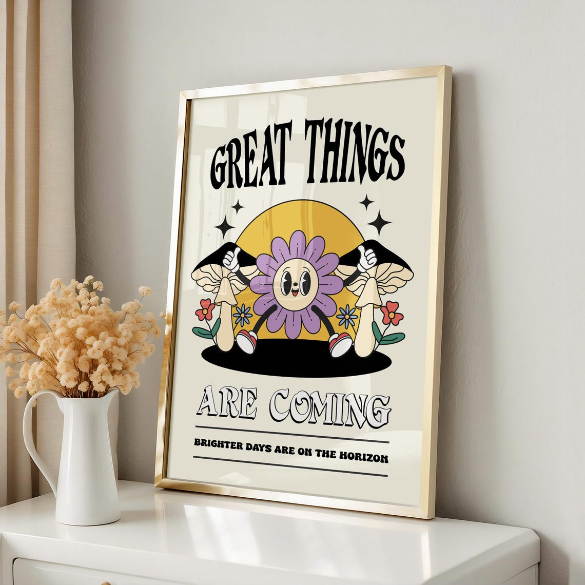 Great Things Are Coming Retro Motivational Poster Home Office School Quote Classroom Poster Aesthetic Print - Image 3