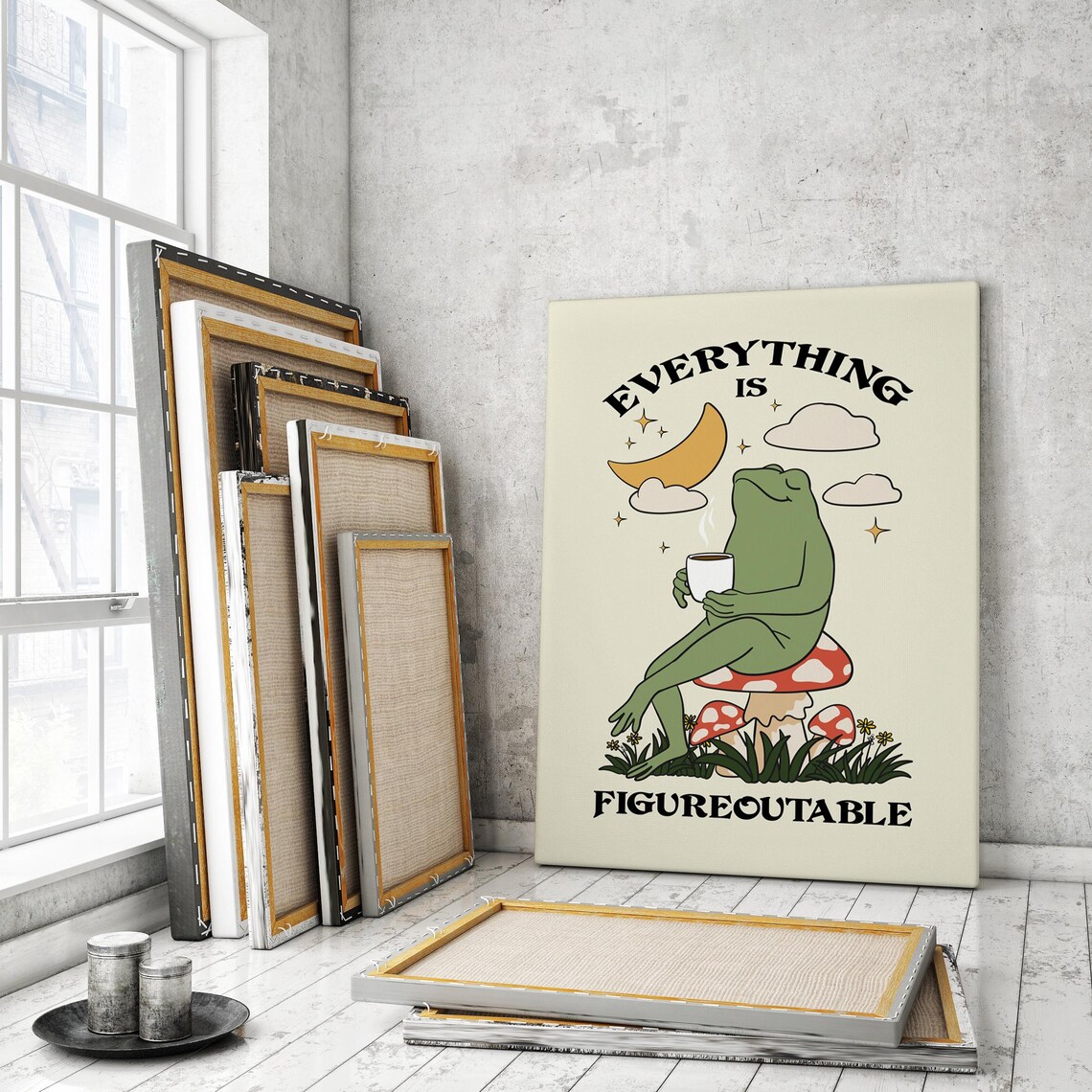 Everything Is Figureoutable Frog Quote Art Print - Image 3