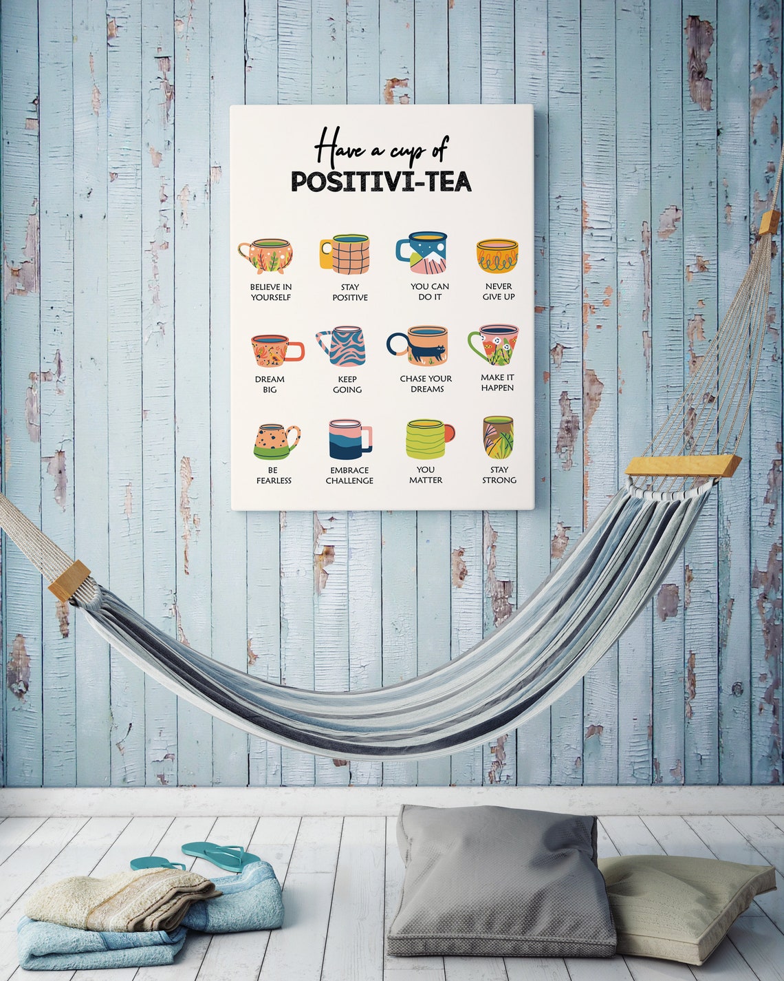 Positivi Tea Positive Thinking Cup Motivation Quote Kitchen Poster - Image 2