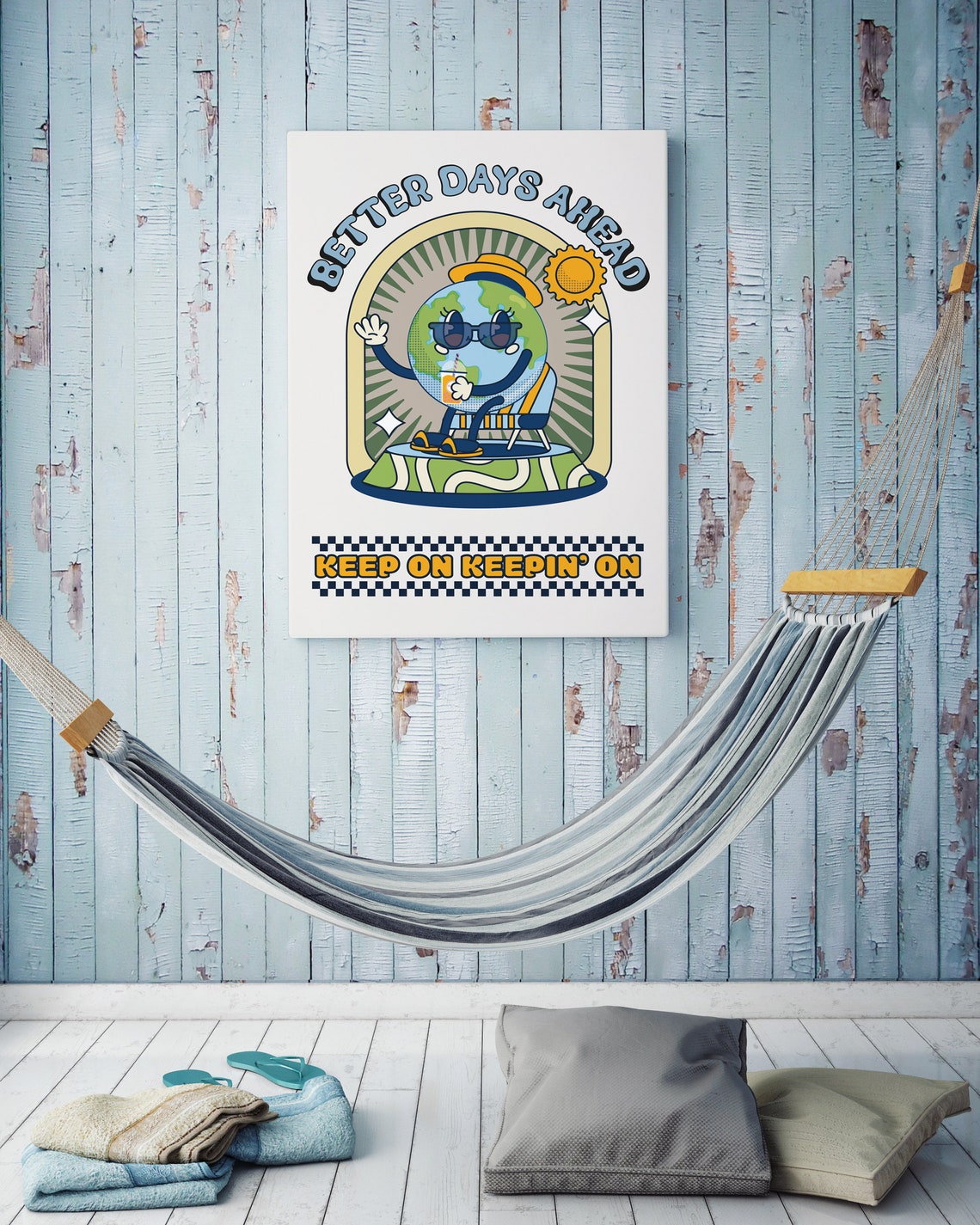 Better Days Ahead Keep on Keepin On Retro Earth Quote Poster - Image 3