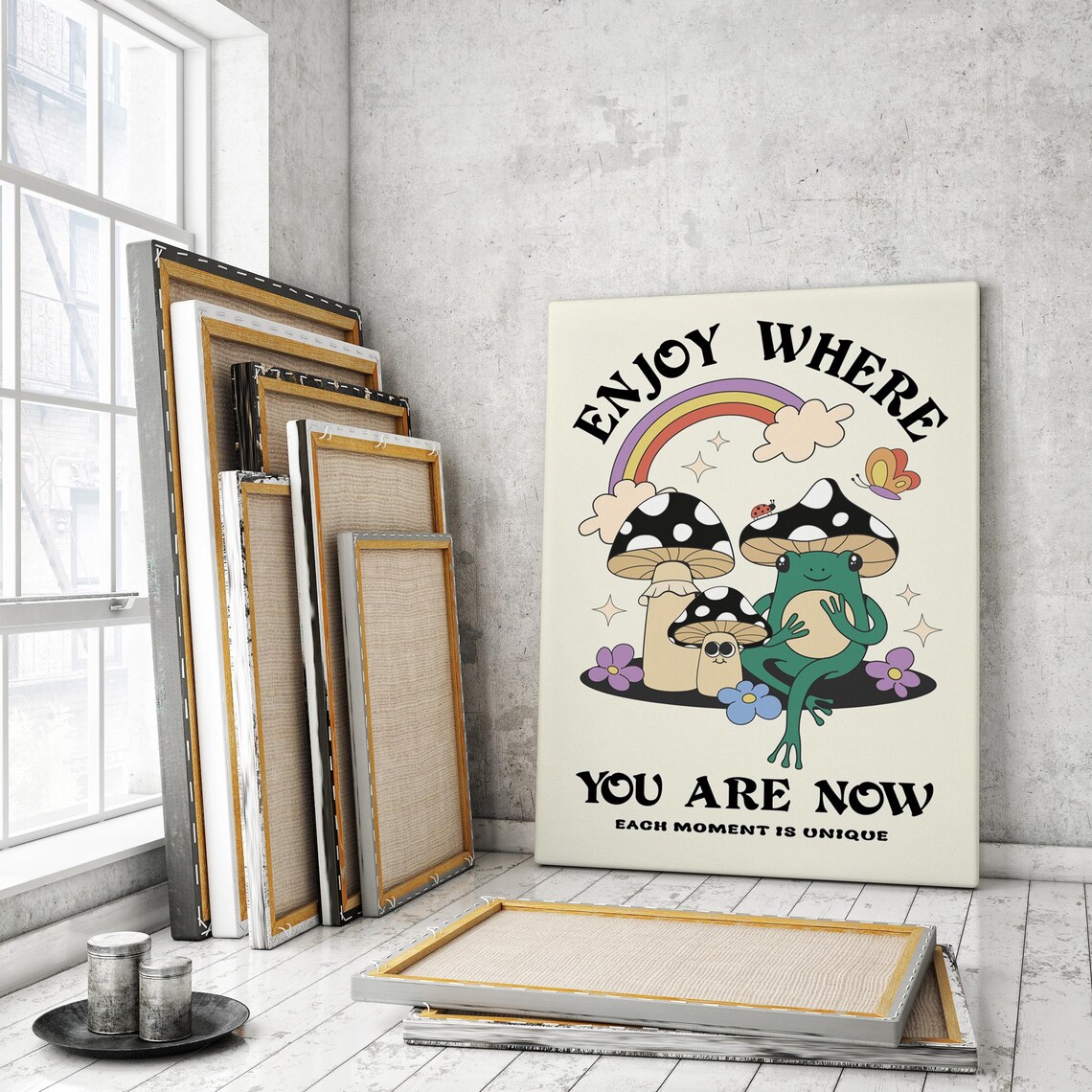 Enjoy Where You Are Now Retro Quote Poster - Image 3