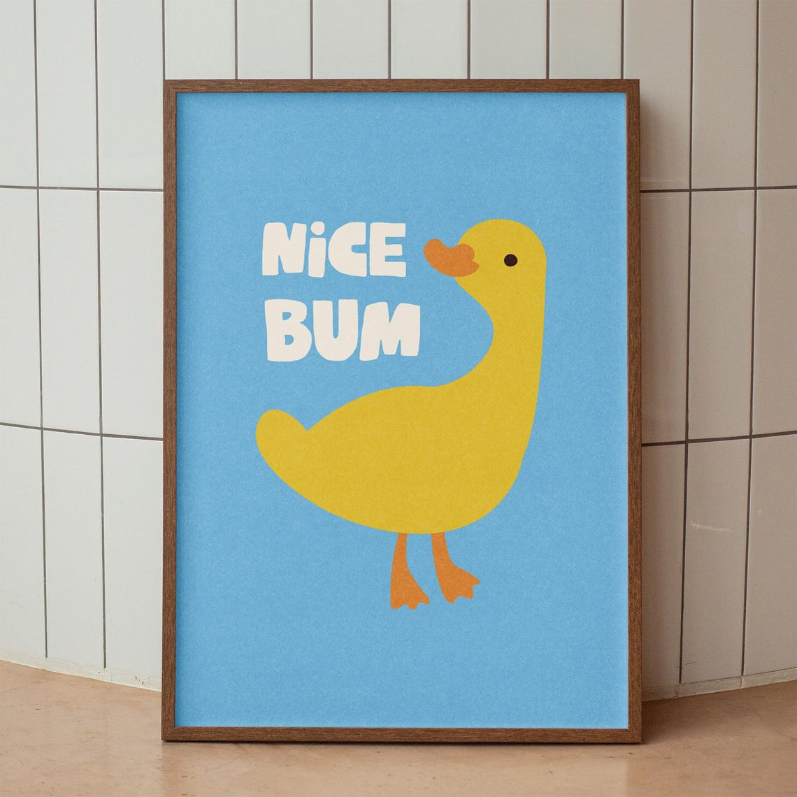 Nice Bum Yellow Duck Funny Bathroom Humor Cheeky Quote Poster - Image 2