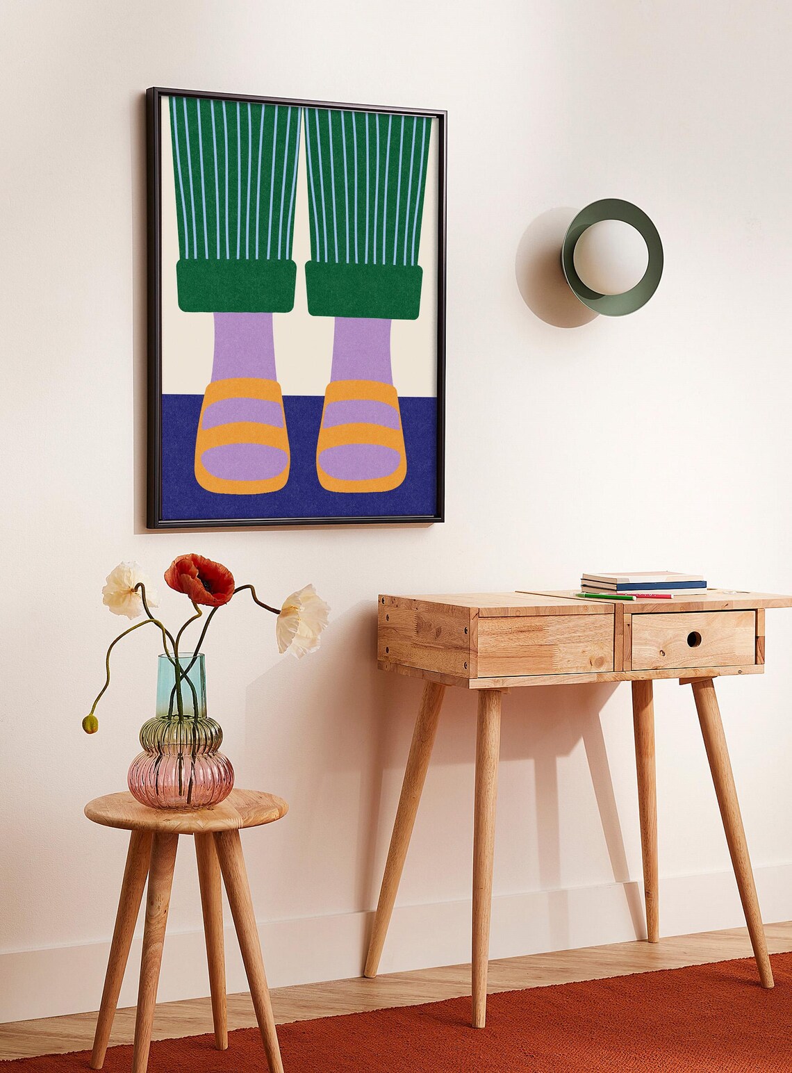 Minimalist Feet In Sandals Colorful Fashion Illustration Print - Image 2