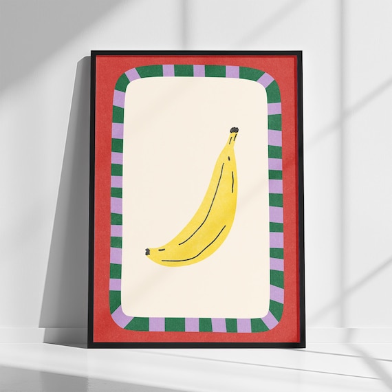 Banana Art Print Trendy Wall Art Banana Poster Kitchen Art Fruit Market Art Banane Yellow Fruit Eclectic Art Colorful Print