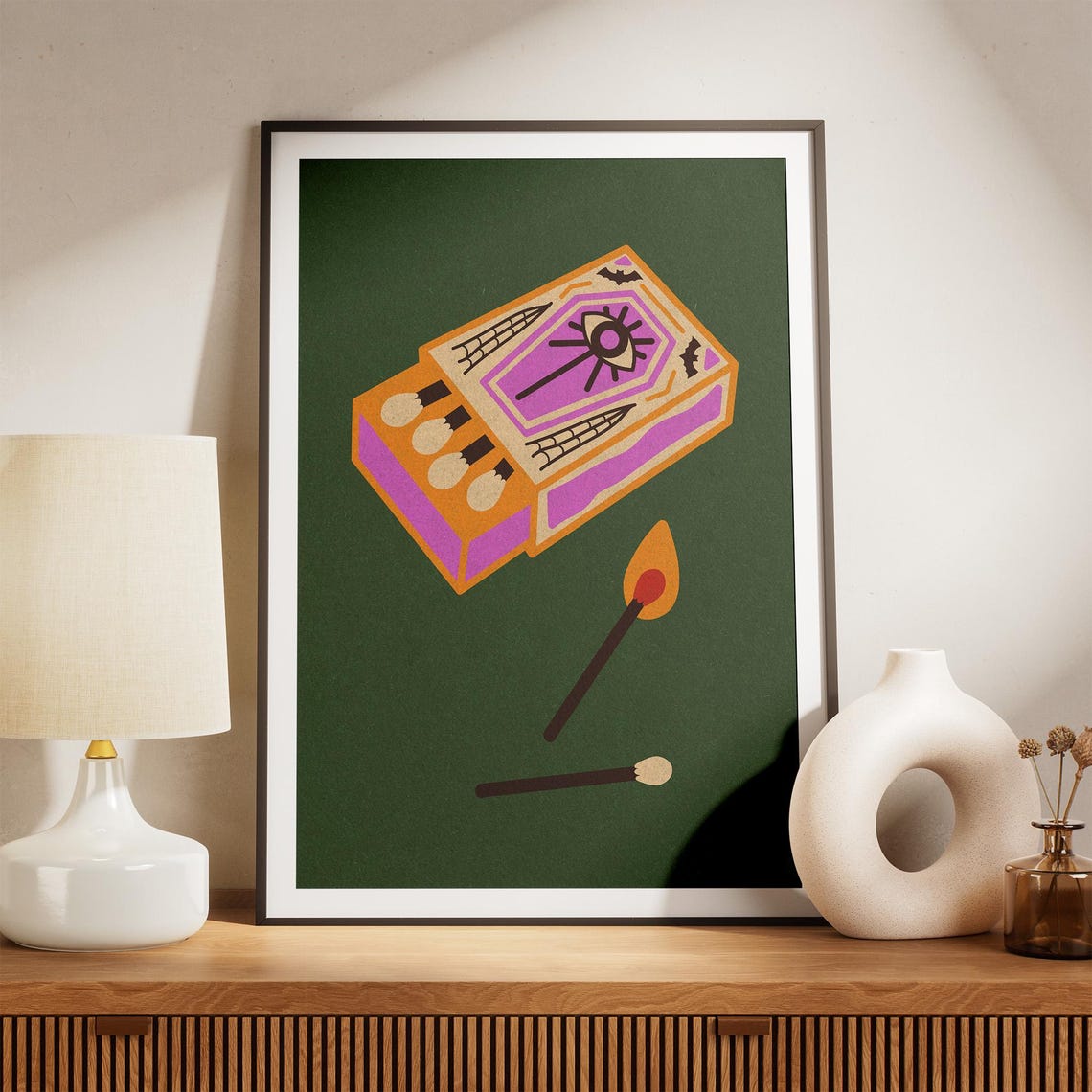 Halloween Matchbox Spooky Eye Illustration Vintage Match Poster - Image 2