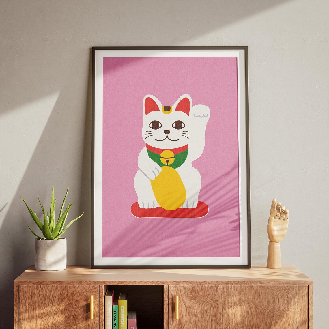 Pink Japanese Lucky Cat Maneki Neko Fortune Cat Cute Kawaii Poster - Image 4