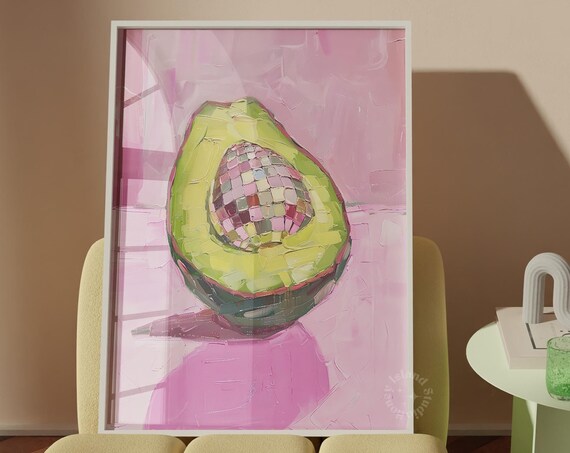 Disco Avocado Retro Kitchen Art Print