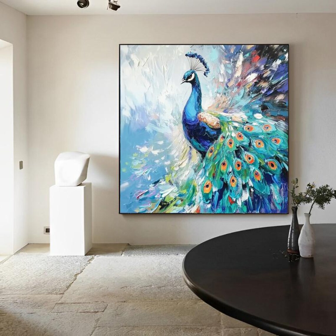 Impressionist Peacock Art Print, Colorful Display - Image 6