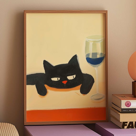 Cat Art Print, Retro Kitchen Decor