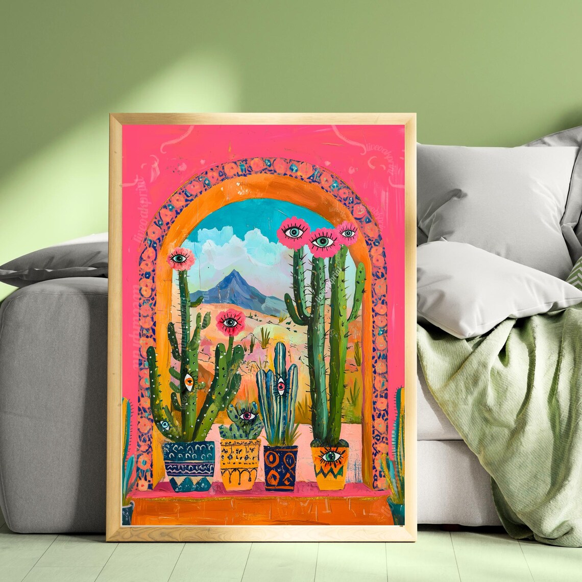 Surreal Cactus Art Print, Western Maximalist Decor