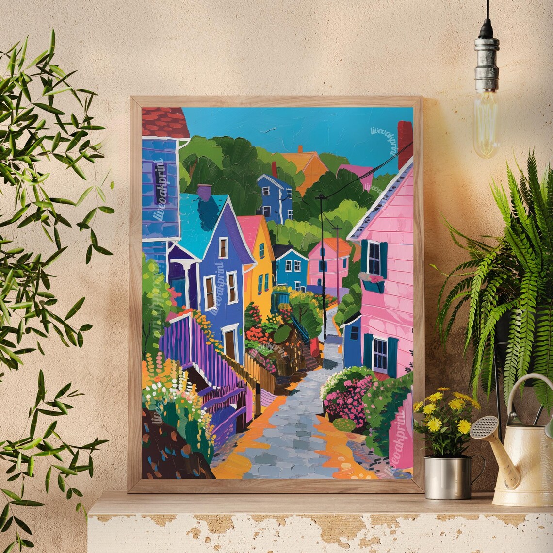 Quaint Little Town Print, New England Spring Decor - Image 3