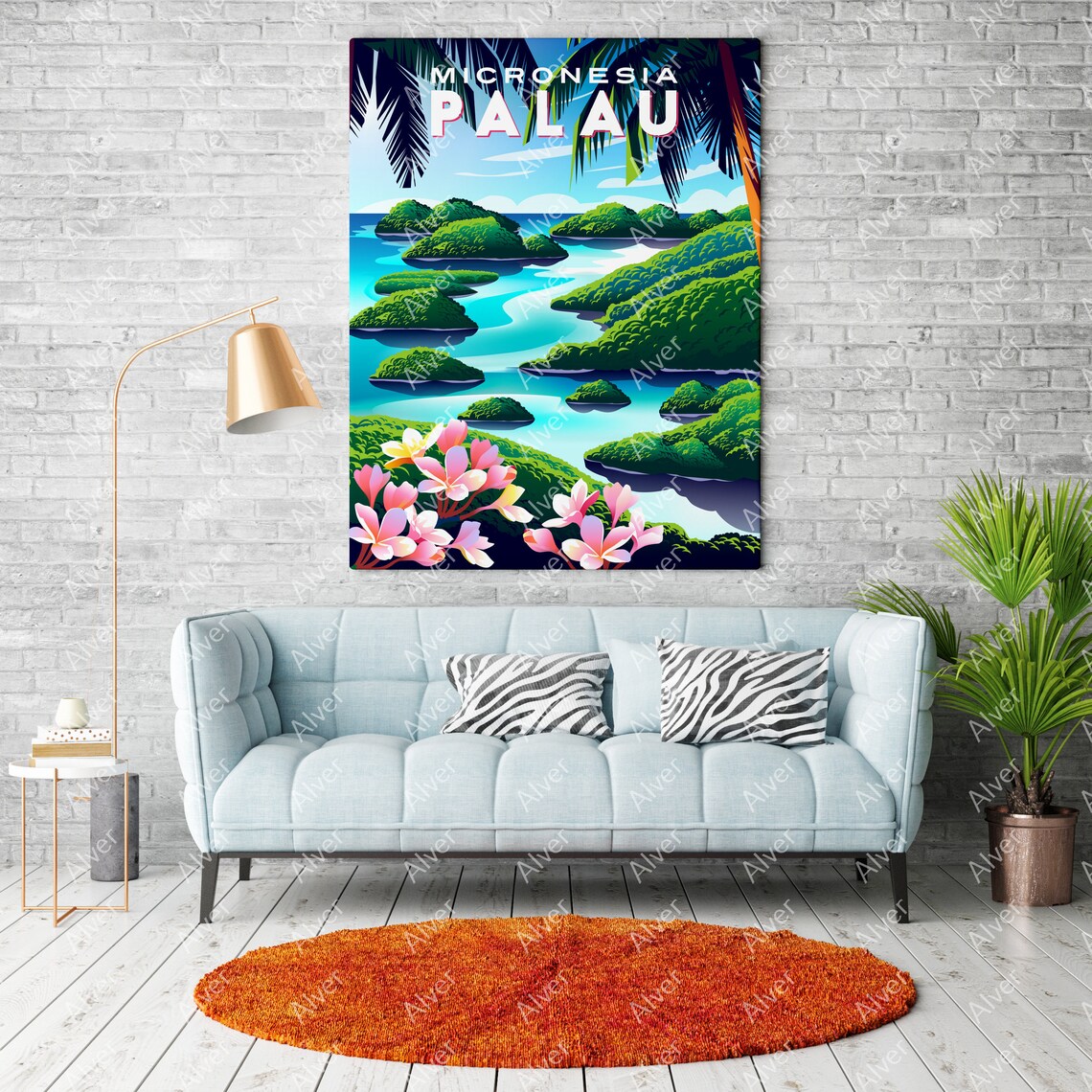 Palau Micronesia Emerald Rock Islands Lagoon Tropical Travel Poster - Image 2