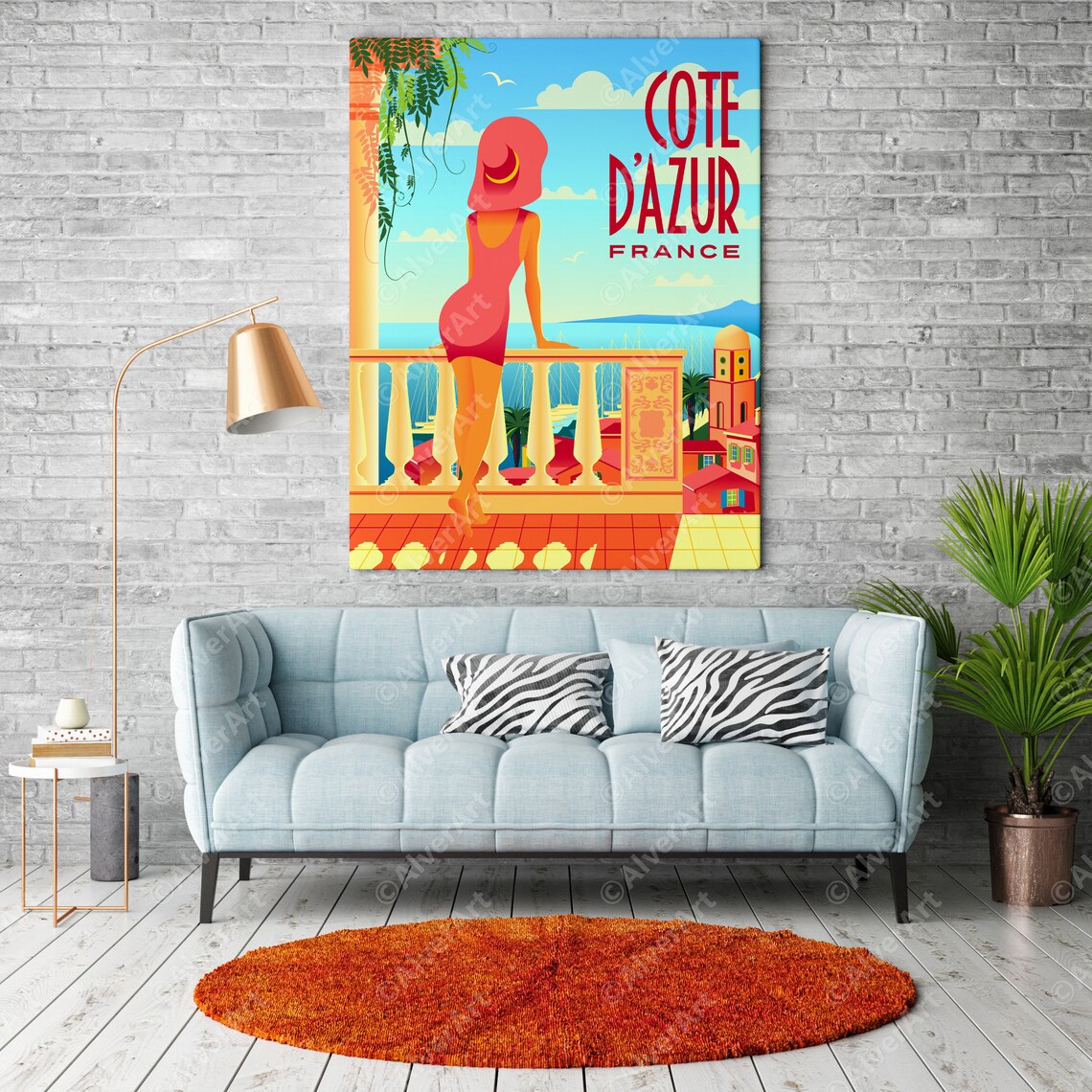 France Poster France Travel Print Cote Dazur Poster Nice Poster French Riviera Wall Art Retro Style Poster Unframed - Image 2