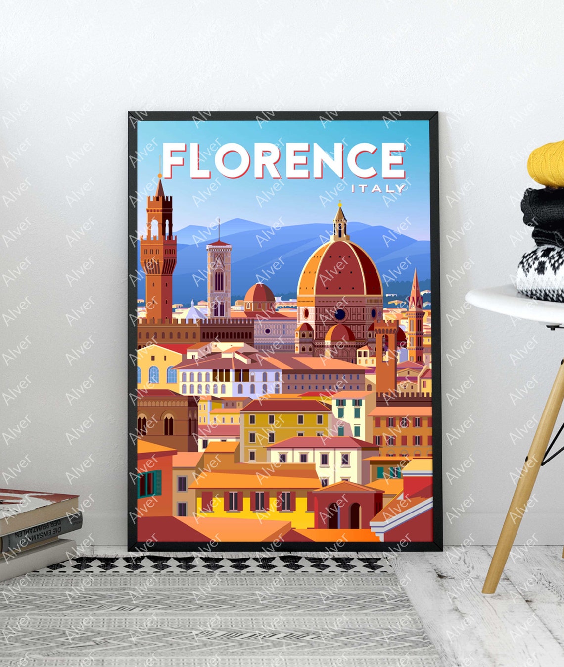 Florence Italy Duomo Cathedral Renaissance Cityscape Art Poster - Image 2