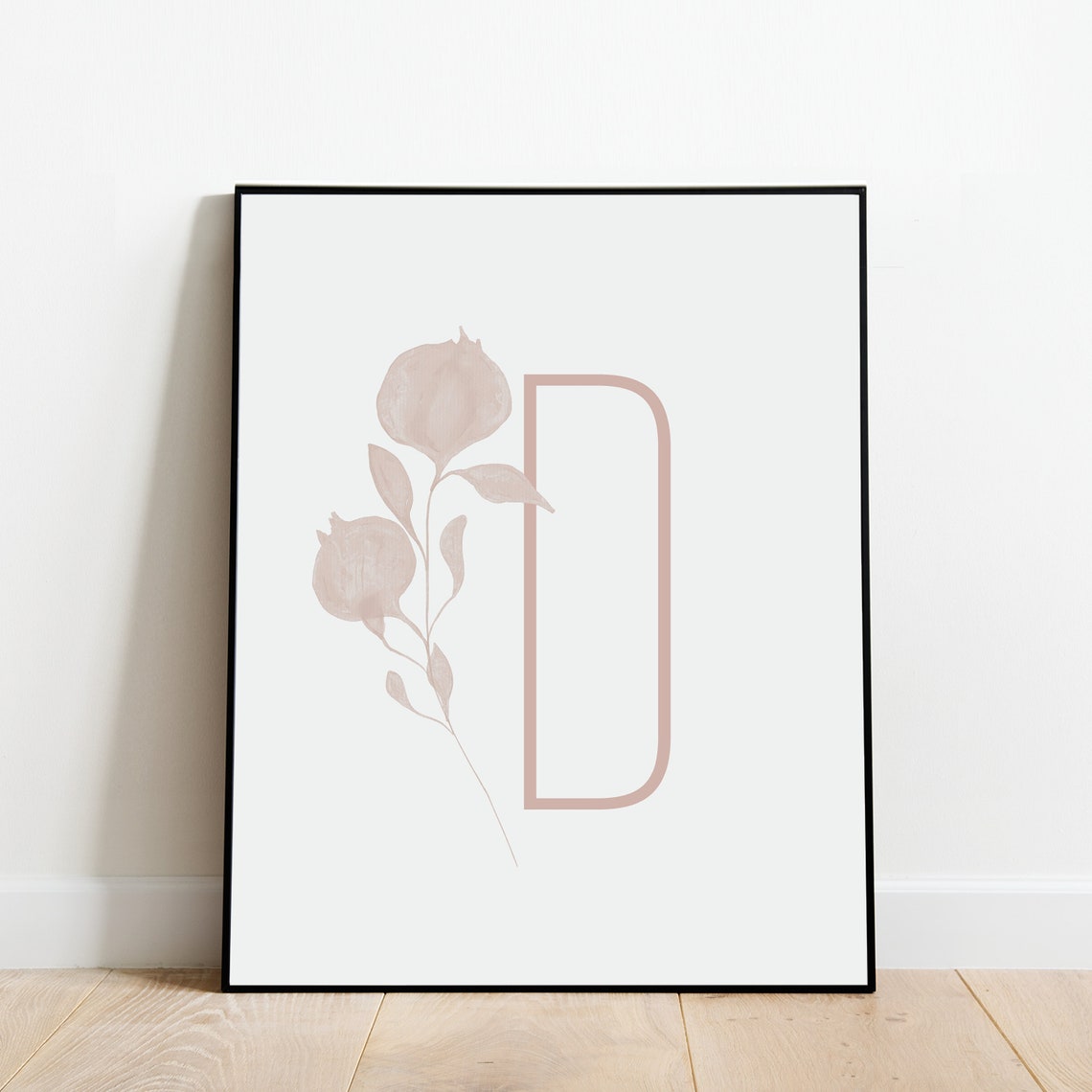 Monogram Letter D Black Foliage Botanical Initial Framed Art Print - Image 3