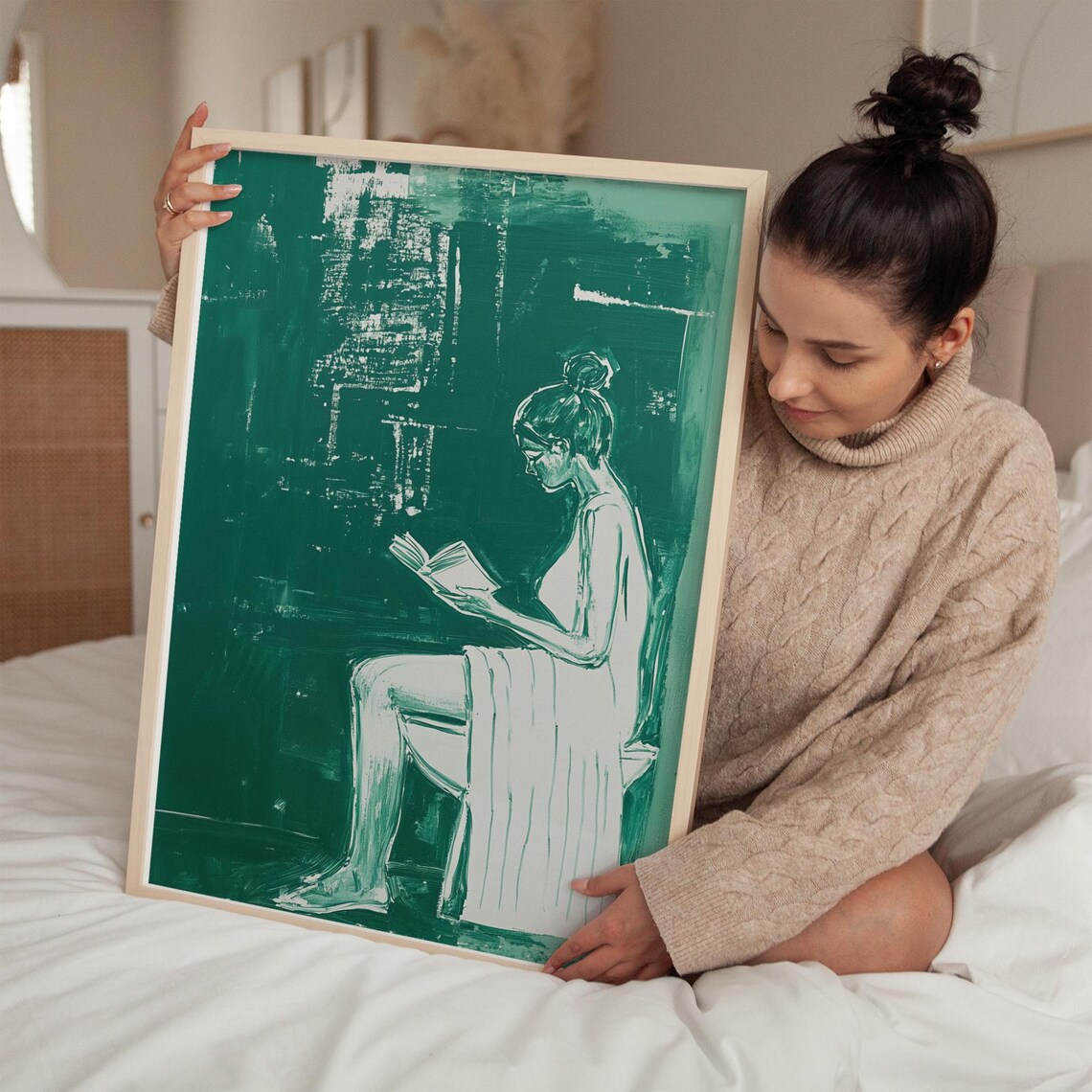 Woman Reading, Minimalist Bathroom Art Print - Image 4