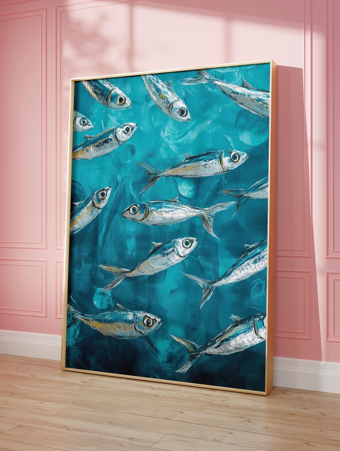 Silver Sardines Minimalist Art Print, Coastal Decor - Image 3