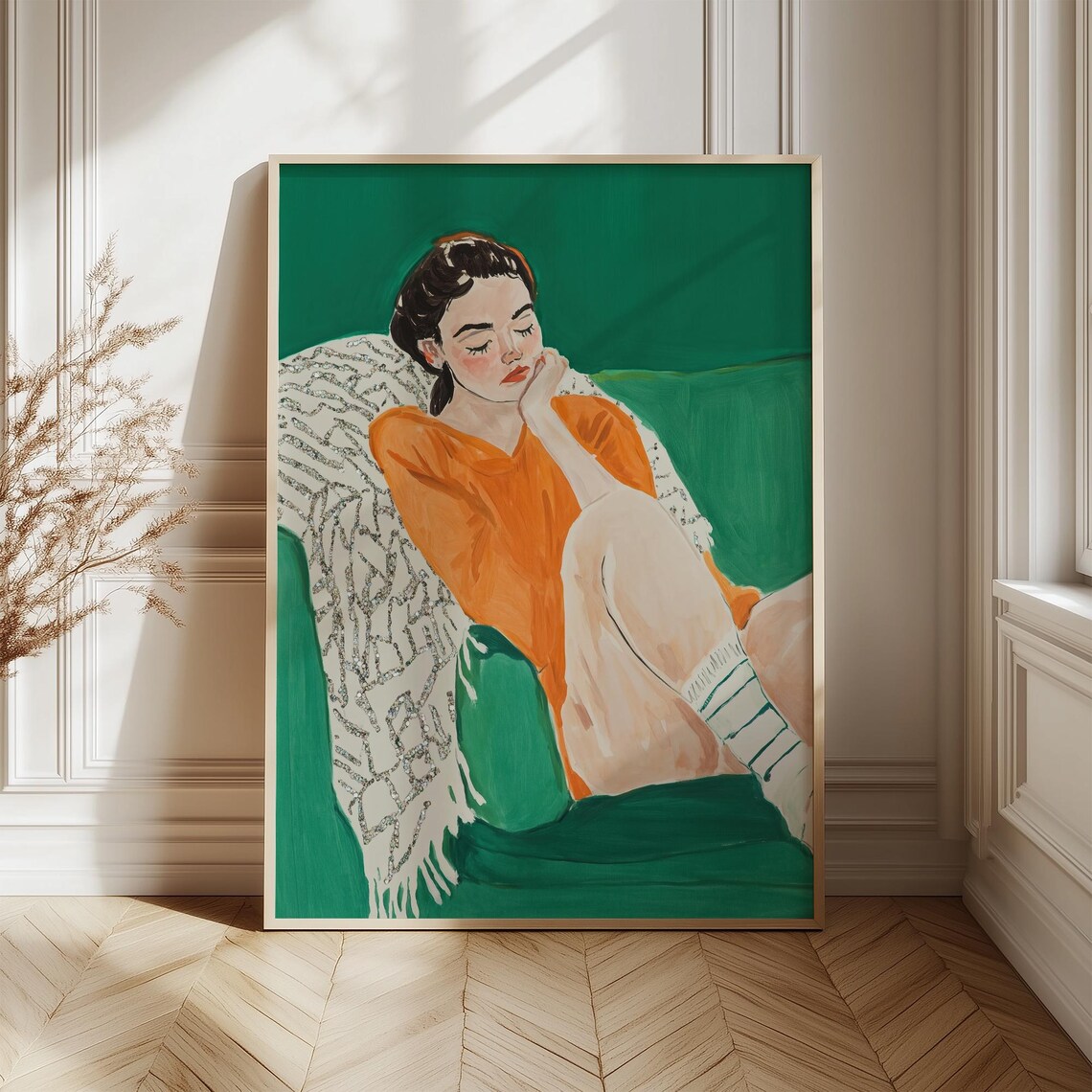 Relaxed Portrait Illustration, Modern Minimalist Art Print