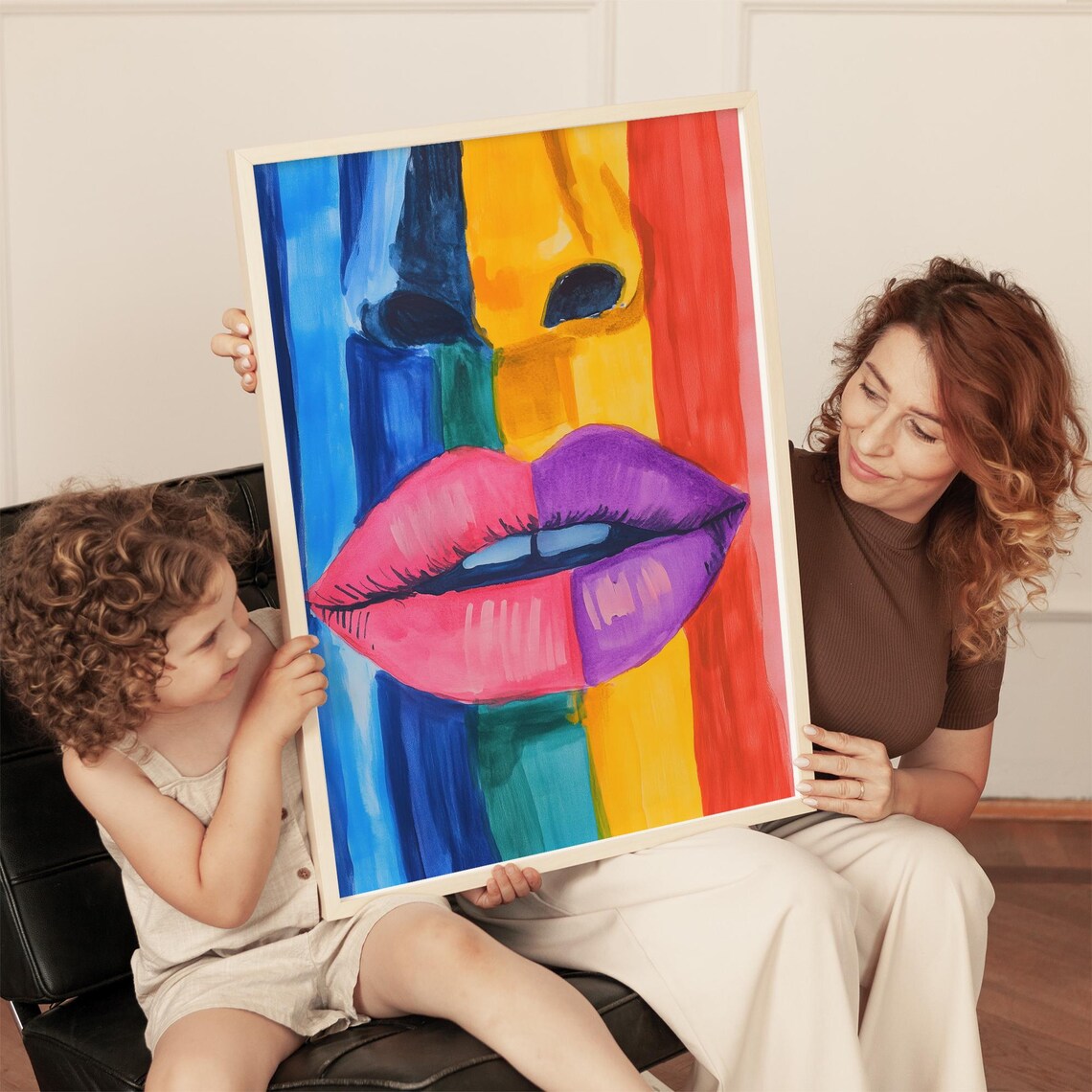 Colorful Lips Art Print Modern Abstract Wall Art Rainbow Pop Art Home Decor Vibrant Contemporary Artwork - Image 3