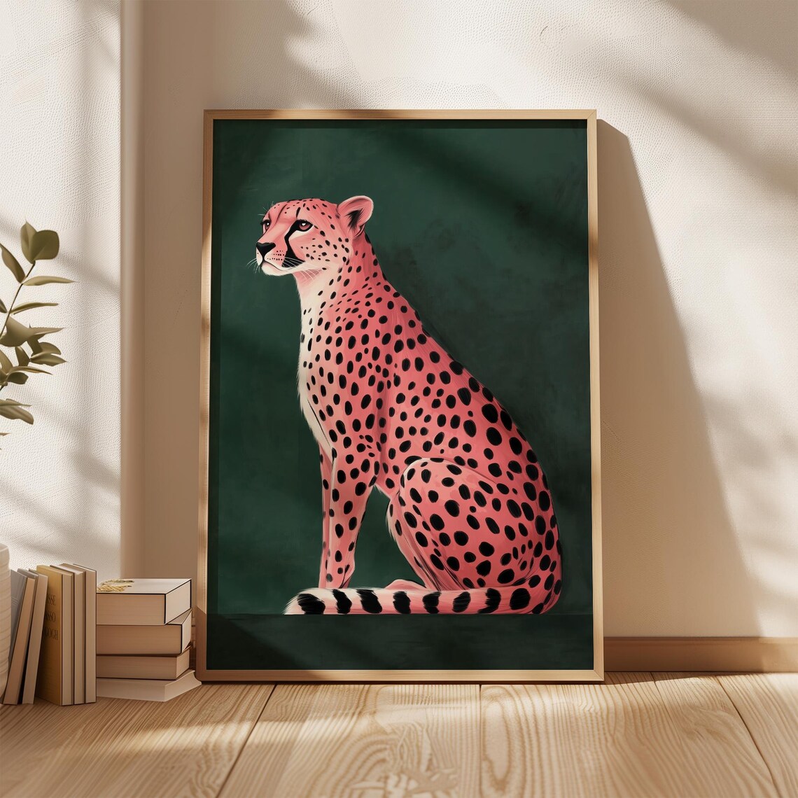 Emerald Green Cheetah Wall Art Print Wild Animal Art Preppy Wall Art Luxury Leopard Wall Art Maximalist Wall Art - Image 2