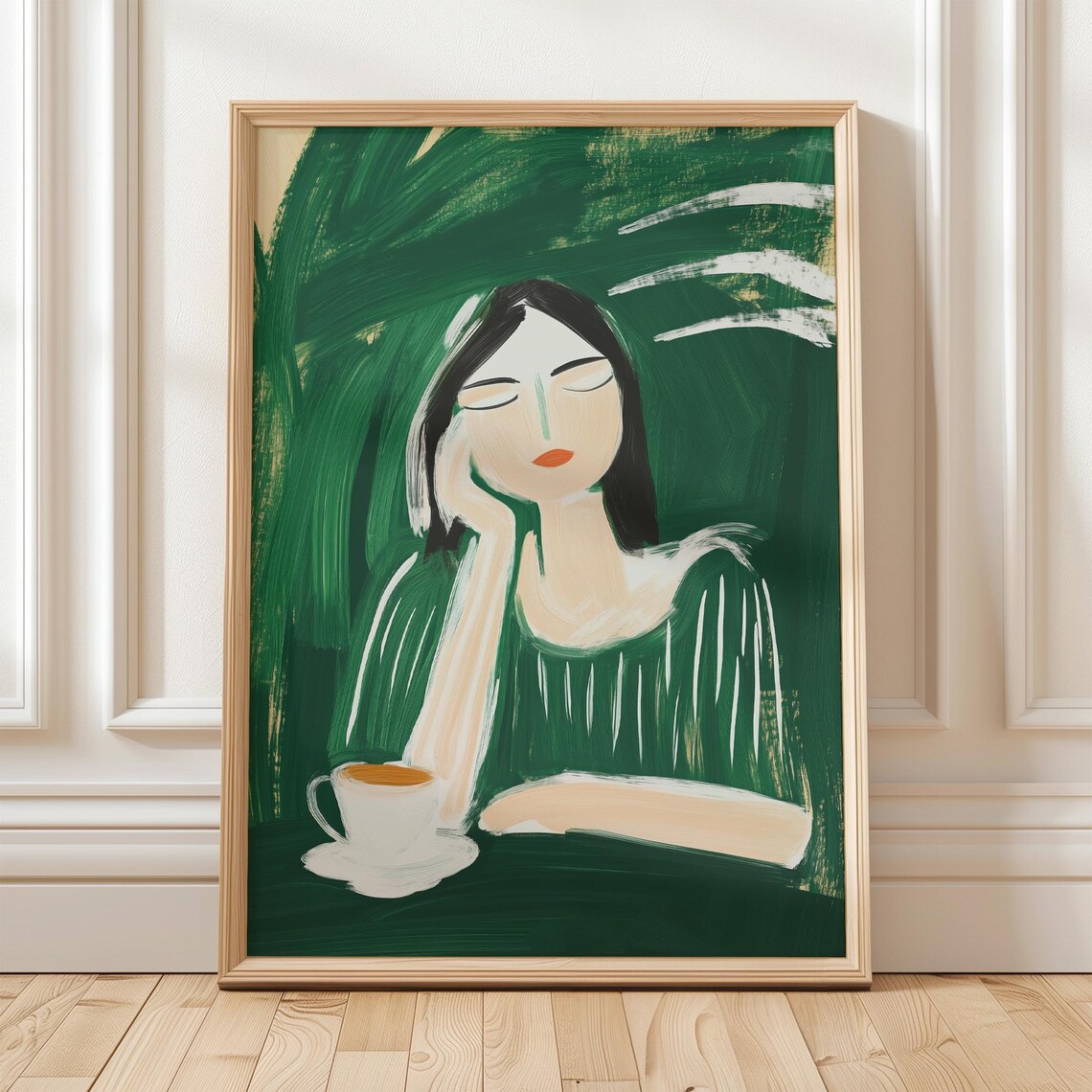 Relaxing Woman With Coffee, Minimalist Art Print