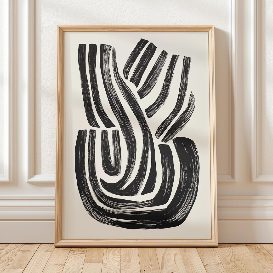 Abstract Black And White Brushstroke Art Print