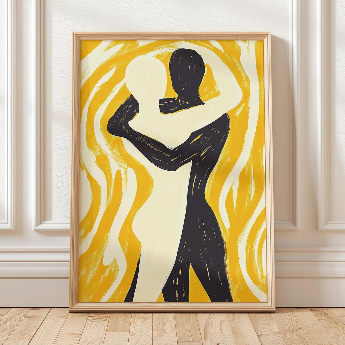 Modern Abstract Couple Art Print, Embrace