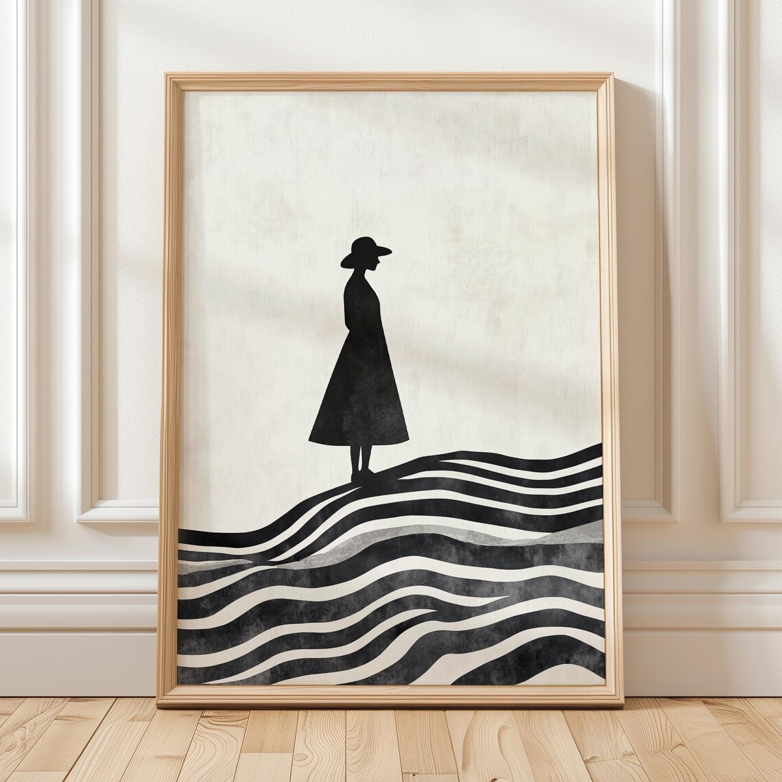 Minimalist Woman Silhouette, Abstract Landscape Decor