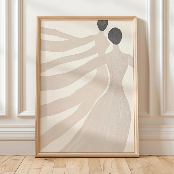 Abstract Dance Wall Art Beige Minimalist Dancer Print Modern Movement Artwork Elegant Female Figure Wall Decor