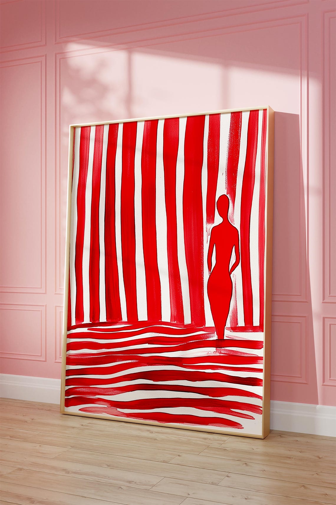 Red Striped Silhouette Art Print Minimalist Wall Decor Bold Abstract Figure Artwork Modern Contemporary Poster Instant - Image 5