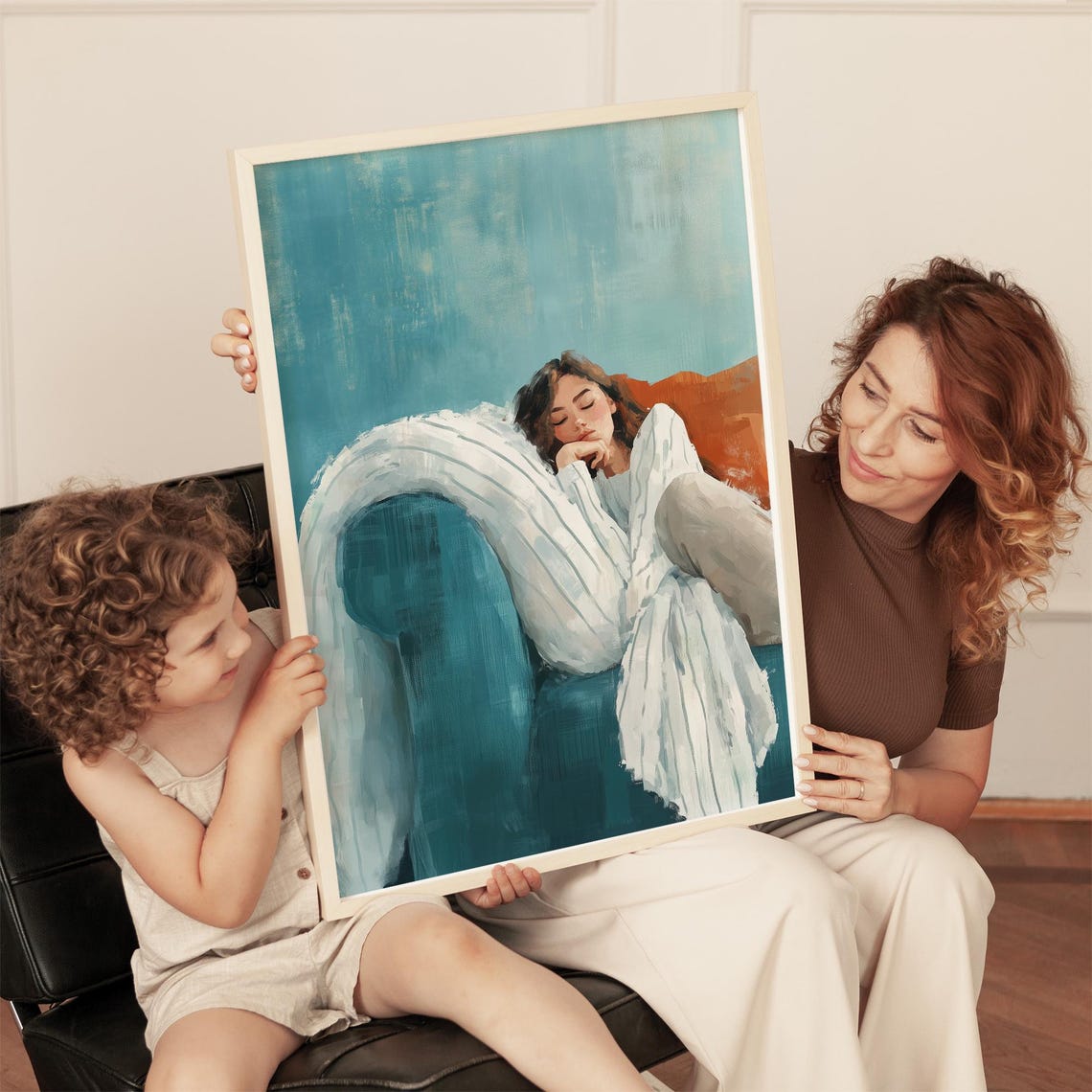 Sleeping Woman Minimalist Living Room Art Print - Image 5