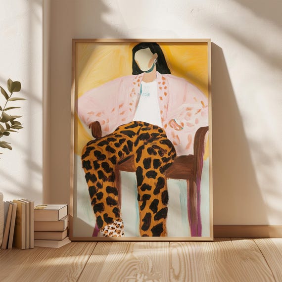 Leopard Print Pants Abstract Fashion Art Bold Minimalist Wall Print Colorful Artwork For Modern Interiors