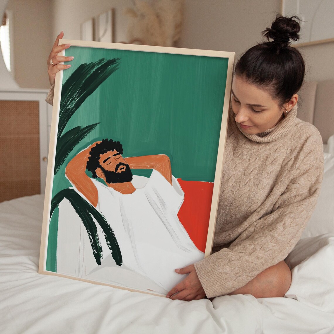 Relaxed Man Portrait, Modern Minimalist Painting - Image 3