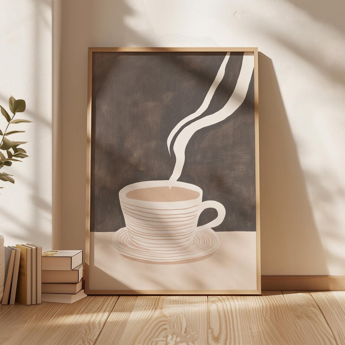 Minimalist Coffee Cup Abstract, Modern Kitchen Decor