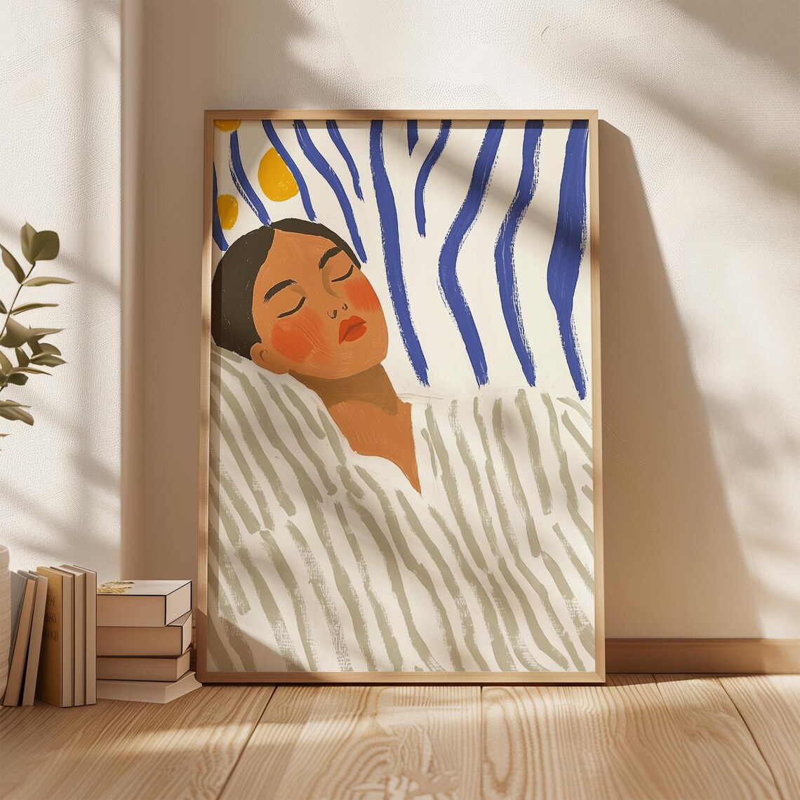 Dreamy Woman Portrait, Minimalist Boho Bedroom Decor