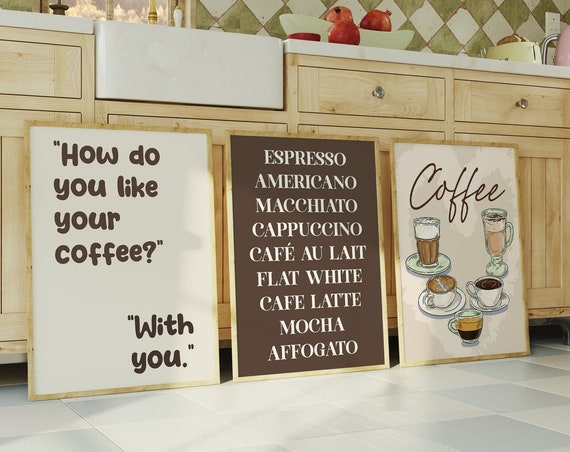Coffee Bar 3 Piece Bundle Wall Art Boho Minimalist Prints Modern Art Trendy Coffee Art 3 Physical Posters Or Print Shipped To You