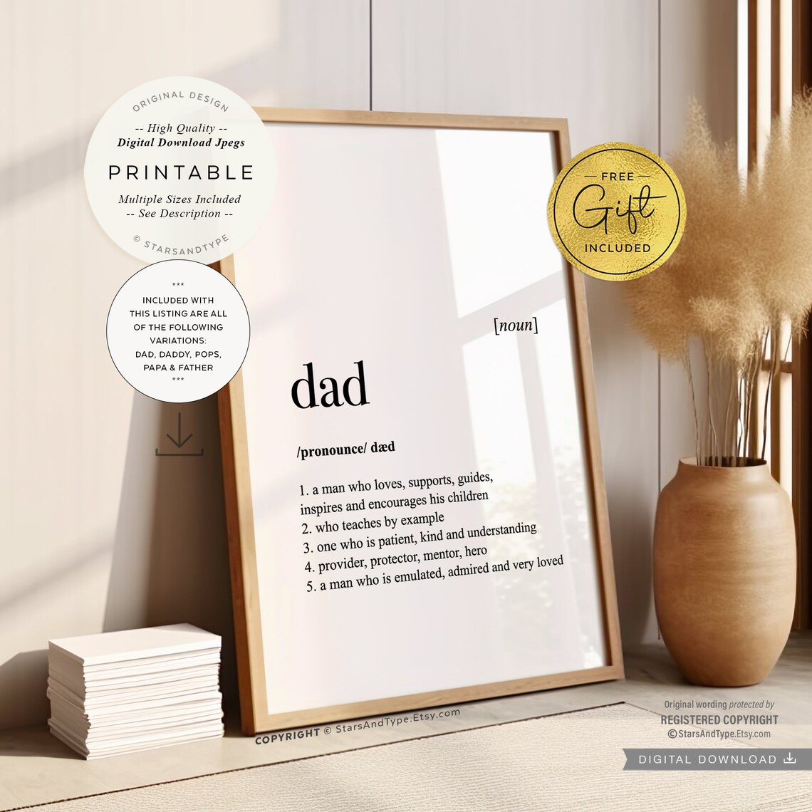 Dad Definition Quote Art Print, Fathers Day Gift - Image 2